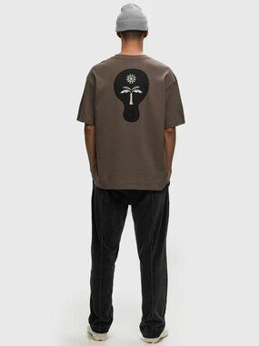 NWT OAS Seascape Men's T Shirt Brown Custom Printed and Embroidered Logo Small